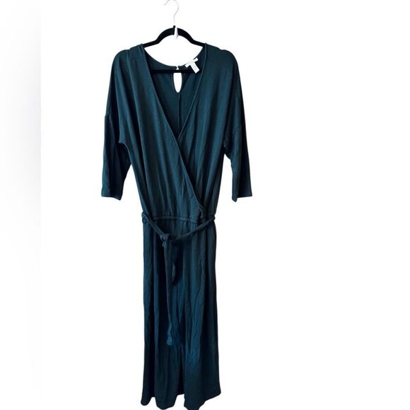 Daily Ritual- Oversized Emerald Green Soft Wide Leg Elbow-Sleeve Jumpsuit, XL - Picture 6 of 14